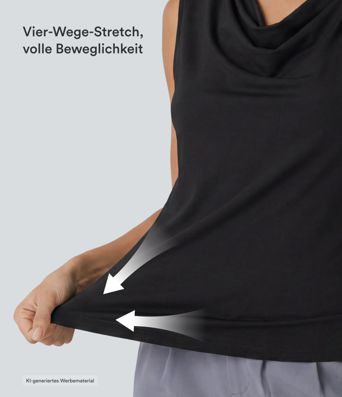 Ärmelloses Blusenshirt mit Wasserfallausschnitt