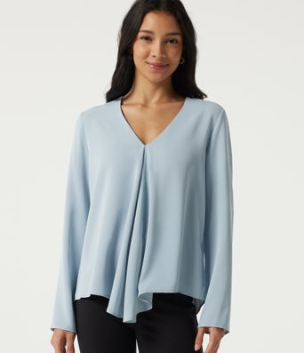 V Neck Long Sleeve Casual Blouse
