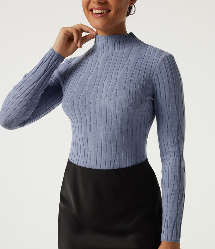 Mock Neck Long Sleeve Work Sweater Mock Neck Long Sleeve Work Sweater
