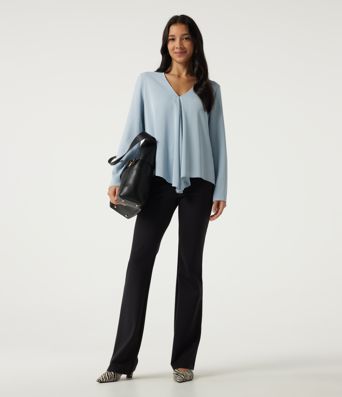V Neck Long Sleeve Casual Blouse