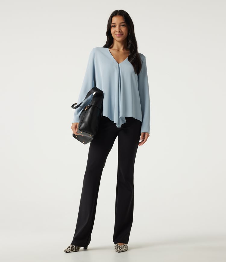 V Neck Long Sleeve Casual Blouse
