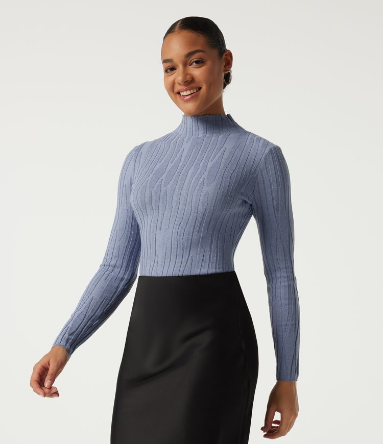 Mock Neck Long Sleeve Work Sweater Mock Neck Long Sleeve Work Sweater
