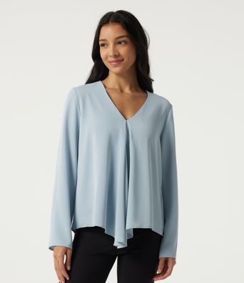 V Neck Long Sleeve Casual Blouse