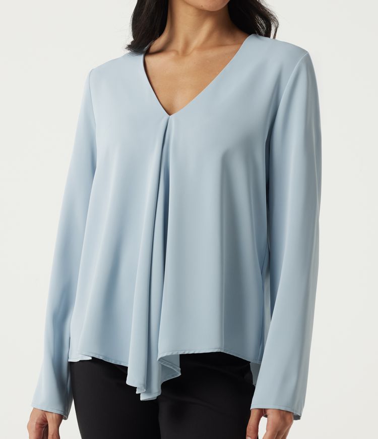 V Neck Long Sleeve Casual Blouse