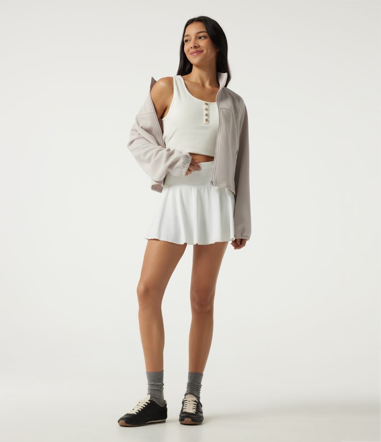 Stand Collar Raglan Long Sleeve Waffle Casual Windbreaker Jacket with Pockets
