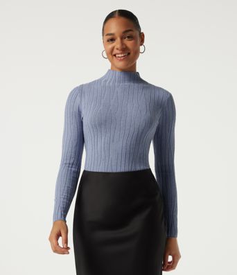 Mock Neck Long Sleeve Work Sweater Mock Neck Long Sleeve Work Sweater