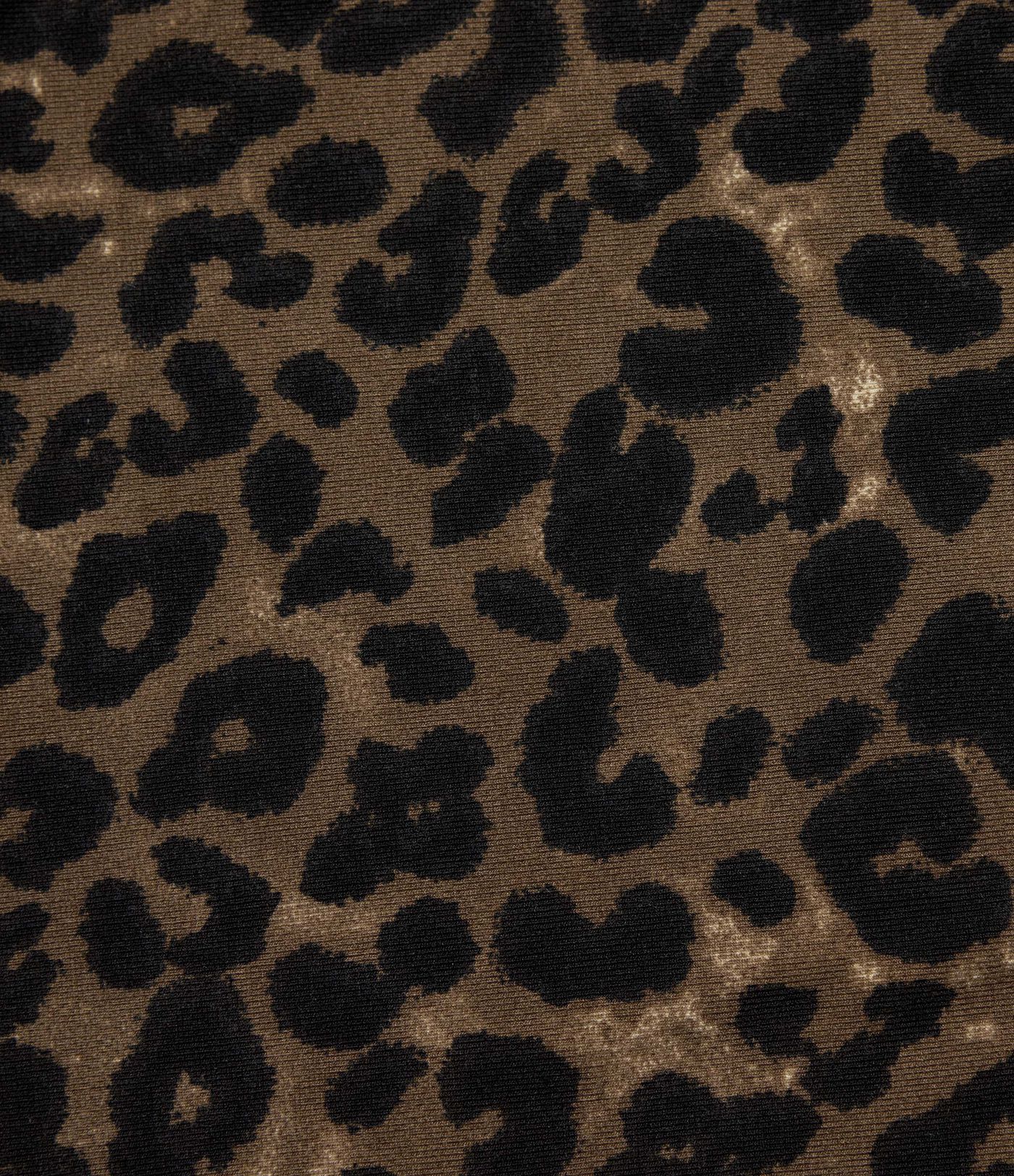 Stacked Mock Neck Long Sleeve Leopard Print Casual T-Shirt