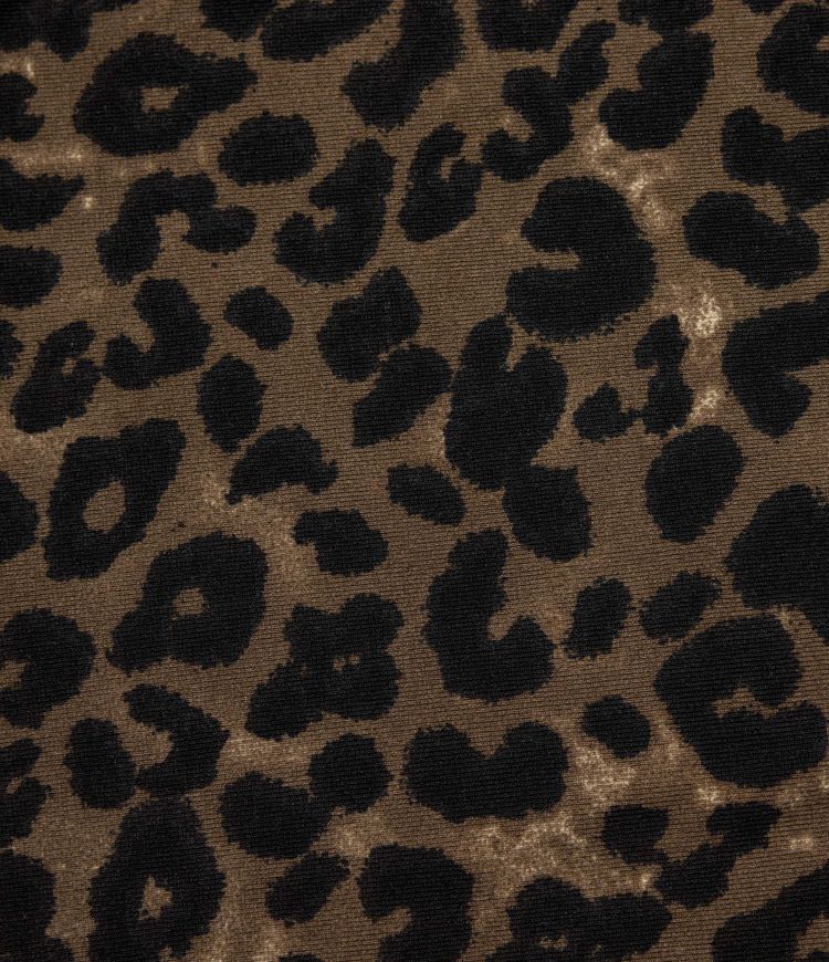 Stacked Mock Neck Long Sleeve Leopard Print Casual T-Shirt