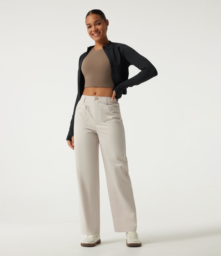 Mid Rise Straight Leg Hiking Pants with Pockets