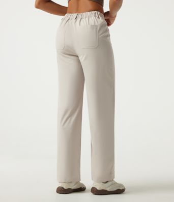 Mid Rise Straight Leg Hiking Pants with Pockets