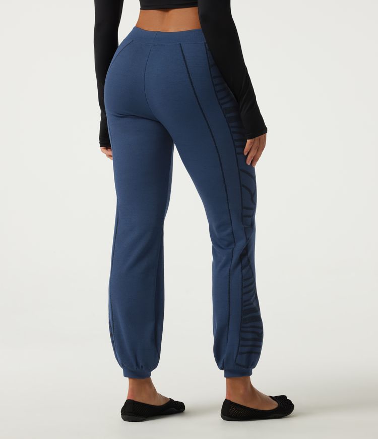 Always in a Mood - Dark Blue Mid Rise Drawstring Patterned Ankle-Length Casual  Leggings / 2