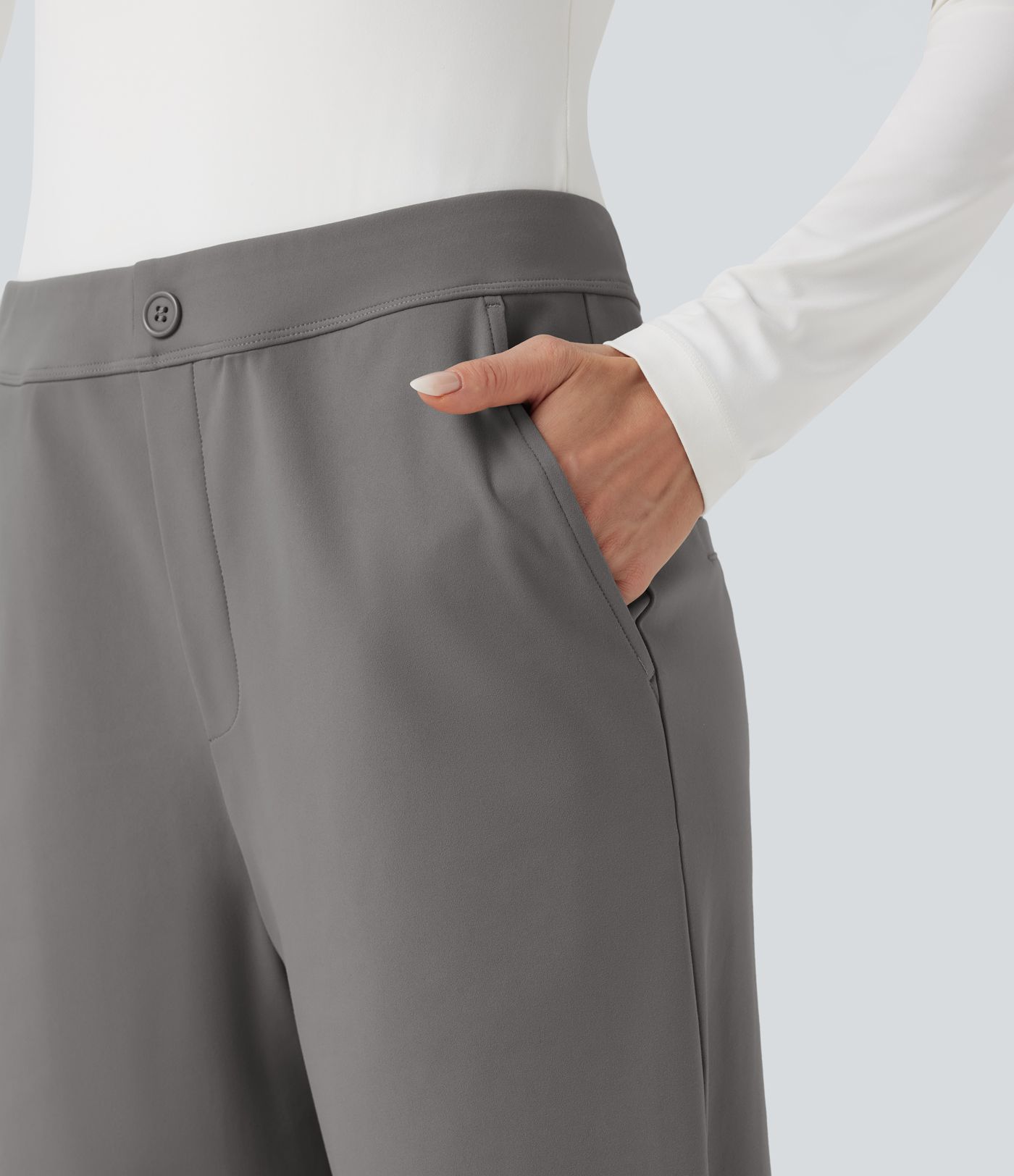 Pantalon de travail fuselé taille moyenne avec largeur ajustable Halara Flex™ DayStretch avec poches