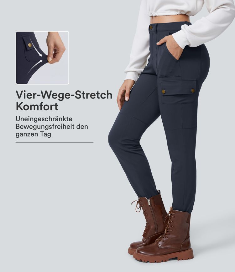 DayStretch - Cargo-Hose mit hohem Bund, Seitentaschen und schmaler Passform DayStretch - Cargo-Hose mit hohem Bund, Seitentaschen und schmaler Passform