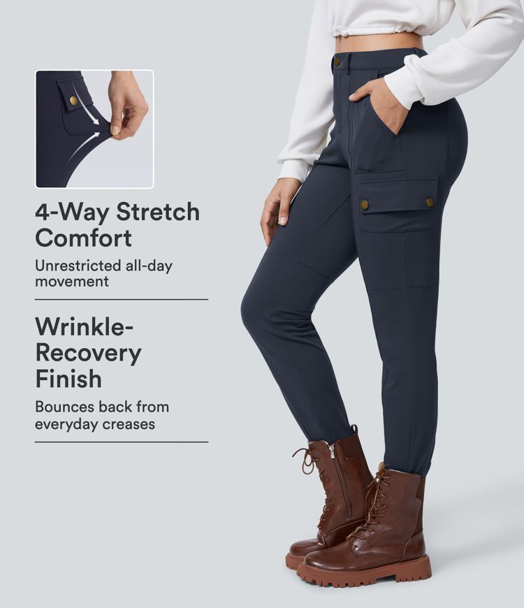 DayStretch High Waisted Zipper Pockets Solid Skinny Cargo Pants DayStretch High Waisted Zipper Pockets Solid Skinny Cargo Pants