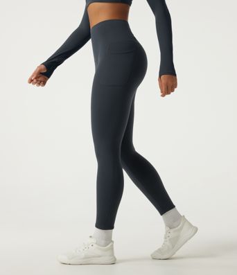 Halara Ultrasculpt™ Extra Heat High Waisted Tummy Control Crossover Back Fleece Running Leggings with Pockets