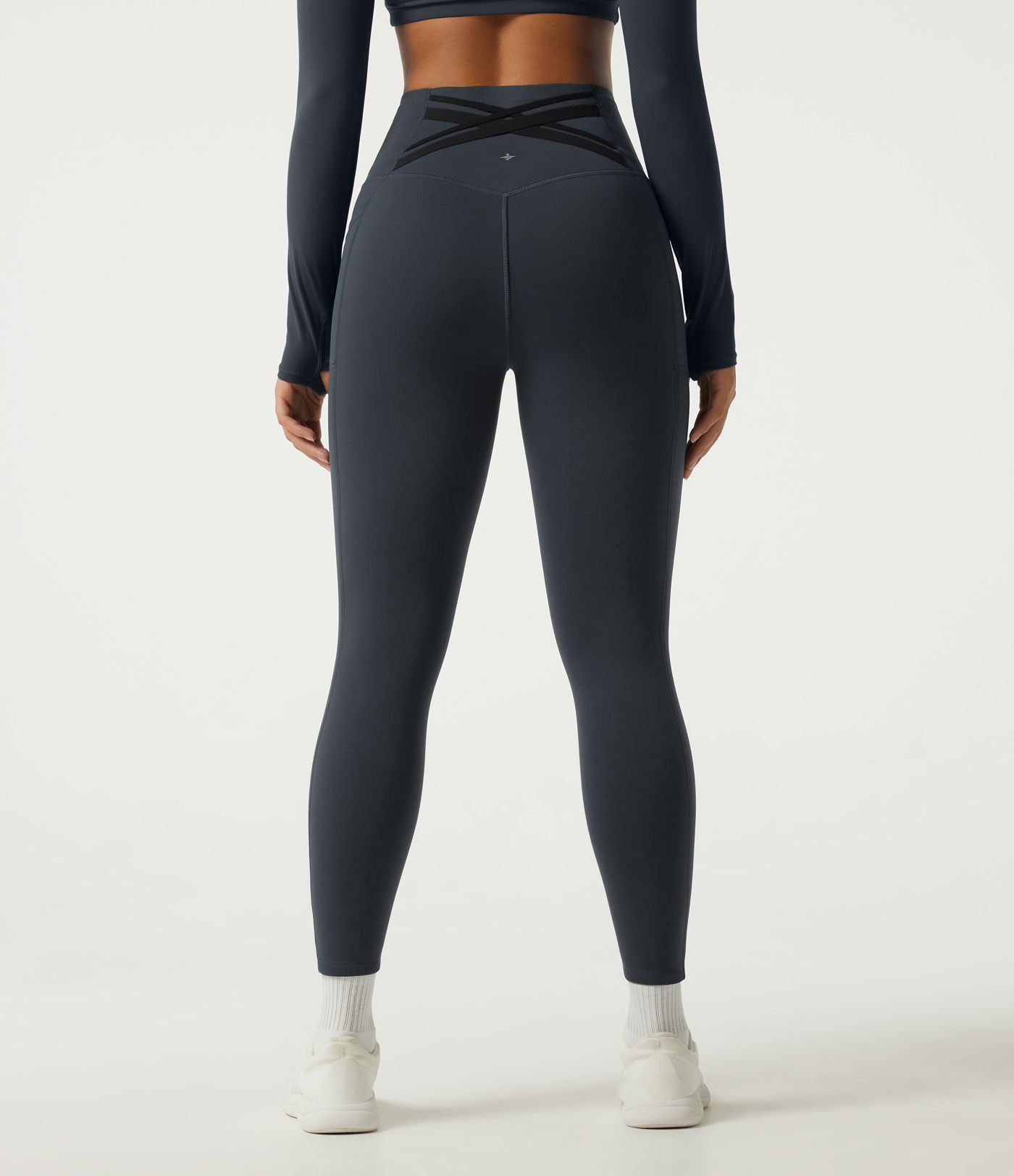 Halara Ultrasculpt™ Extra Heat High Waisted Tummy Control Crossover Back Fleece Running Leggings with Pockets
