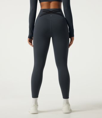 Halara Ultrasculpt™ Extra Heat High Waisted Tummy Control Crossover Back Fleece Running Leggings with Pockets
