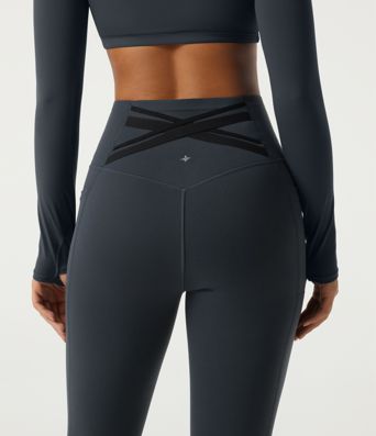 Halara Ultrasculpt™ Extra Heat High Waisted Tummy Control Crossover Back Fleece Running Leggings with Pockets