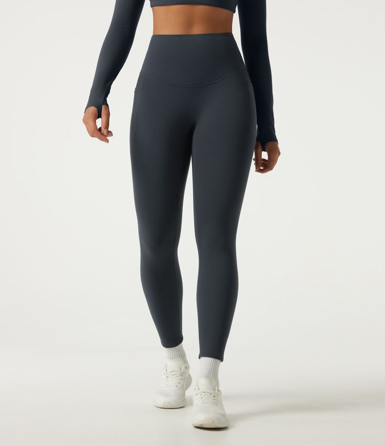 Halara Ultrasculpt™ Extra Heat High Waisted Tummy Control Crossover Back Fleece Running Leggings with Pockets