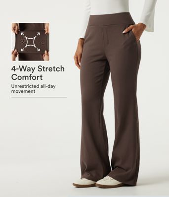 High Waisted Bootcut Work Cotton Pants with Pockets High Waisted Bootcut Work Cotton Pants with Pockets
