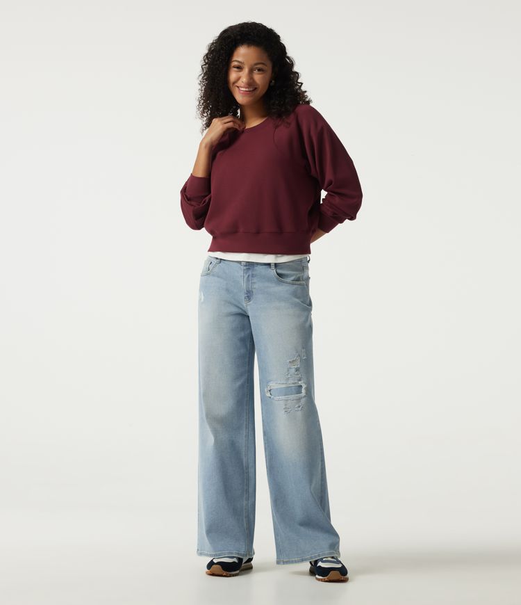 Low Rise Ripped Wide Leg Casual Jeans with Pockets Low Rise Ripped Wide Leg Casual Jeans with Pockets