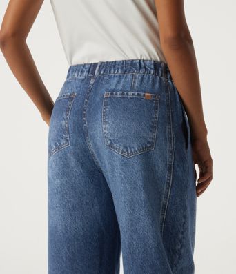 Mid Rise Barrel Leg Casual Cotton Jeans with Pockets Mid Rise Barrel Leg Casual Cotton Jeans with Pockets