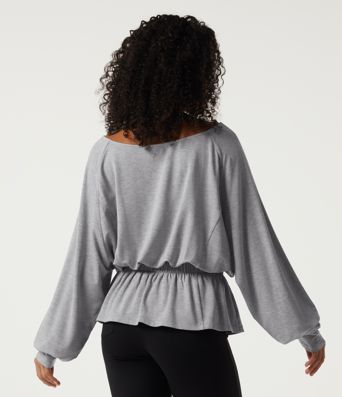 Boat Neck Batwing Long Sleeve Casual Top