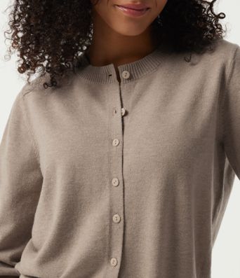 Round Neck Long Sleeve Work Cardigan