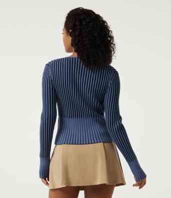 Büro-Cardigan aus geripptem Strick mit Rundhalsausschnitt und langen Ärmeln - slim fit Büro-Cardigan aus geripptem Strick mit Rundhalsausschnitt und langen Ärmeln - slim fit