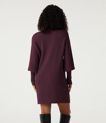 High Neck Long Sleeve Casual Mini Sweater Dress