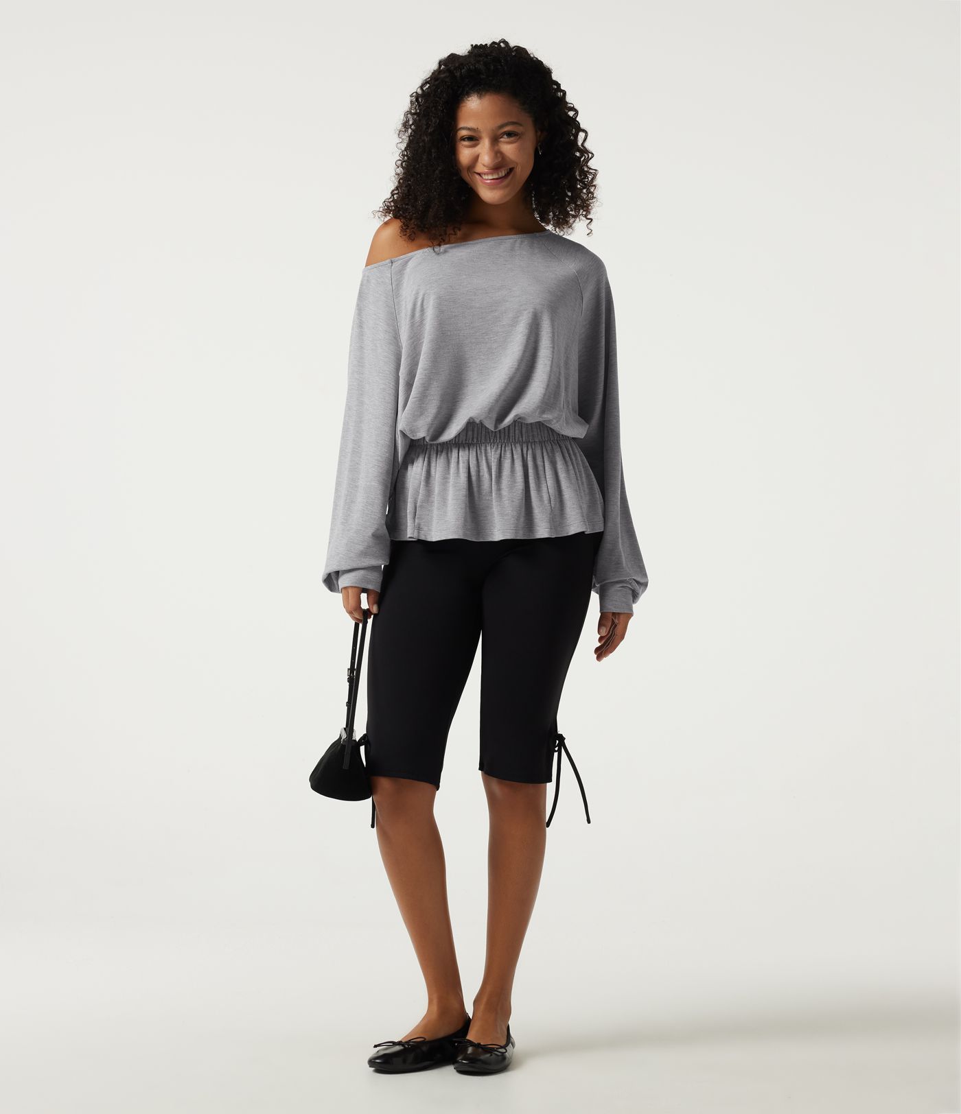 Boat Neck Batwing Long Sleeve Casual Top