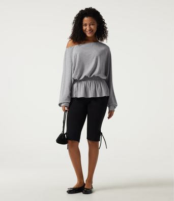 Boat Neck Batwing Long Sleeve Casual Top