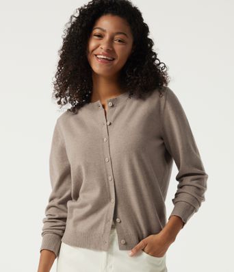 Round Neck Long Sleeve Work Cardigan