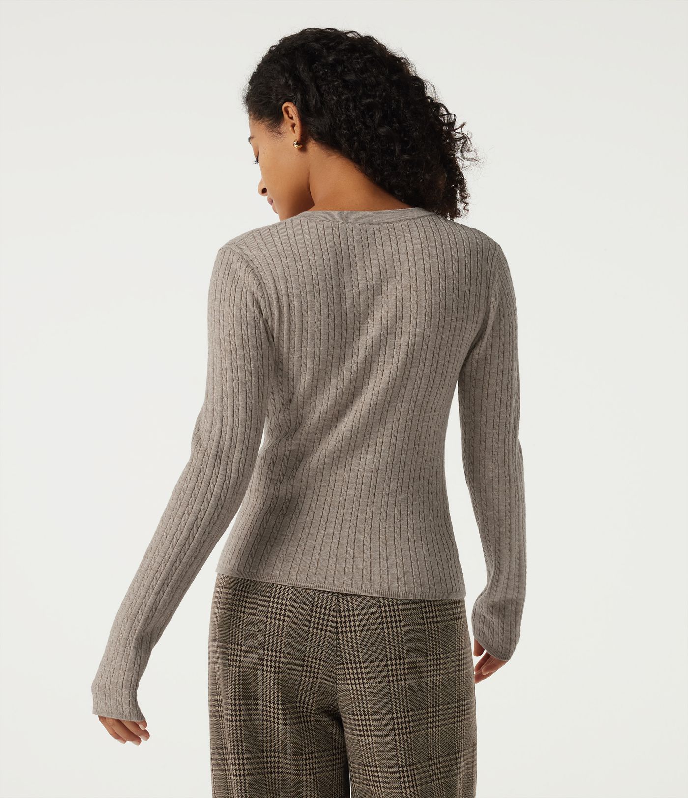 Henley Neck Cable Stitch Long Sleeve Work Sweater Henley Neck Cable Stitch Long Sleeve Work Sweater