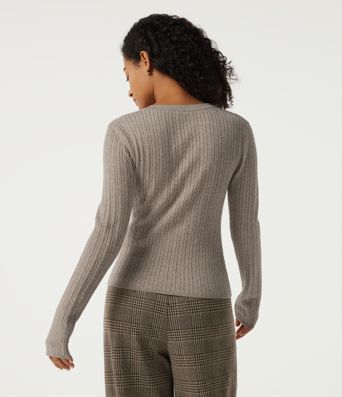 Henley Neck Cable Stitch Long Sleeve Work Sweater Henley Neck Cable Stitch Long Sleeve Work Sweater