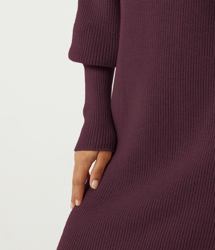 High Neck Long Sleeve Casual Mini Sweater Dress