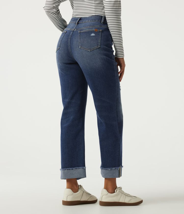 Mid Rise Straight Leg Asymmetric Casual Jeans with Pockets Mid Rise Straight Leg Asymmetric Casual Jeans with Pockets