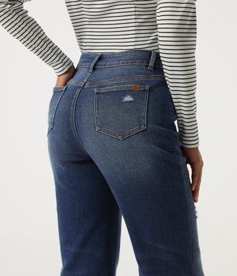 Mid Rise Straight Leg Asymmetric Casual Jeans with Pockets Mid Rise Straight Leg Asymmetric Casual Jeans with Pockets