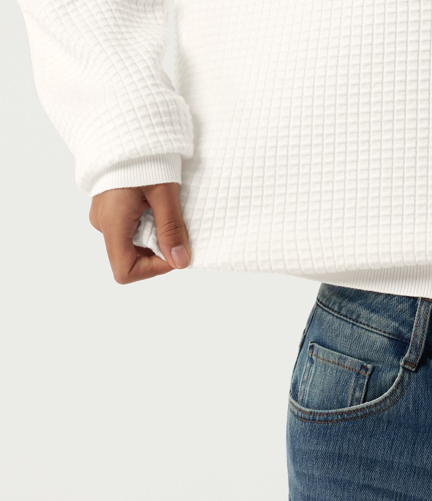 Long Sleeve Waffle Casual Sweater Long Sleeve Waffle Casual Sweater