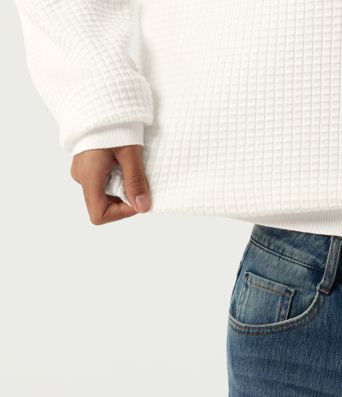 Long Sleeve Waffle Casual Sweater Long Sleeve Waffle Casual Sweater
