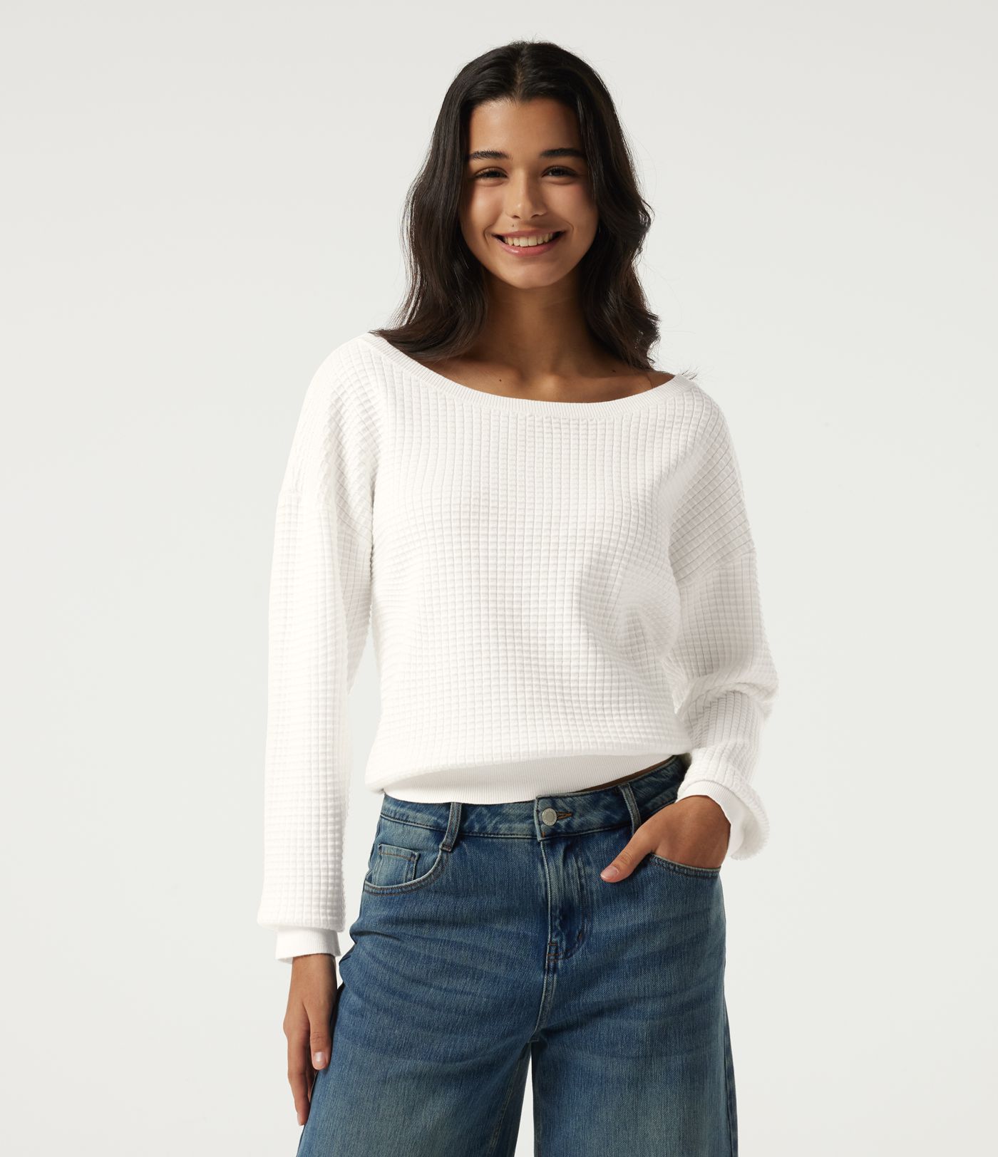 Long Sleeve Waffle Casual Sweater Long Sleeve Waffle Casual Sweater