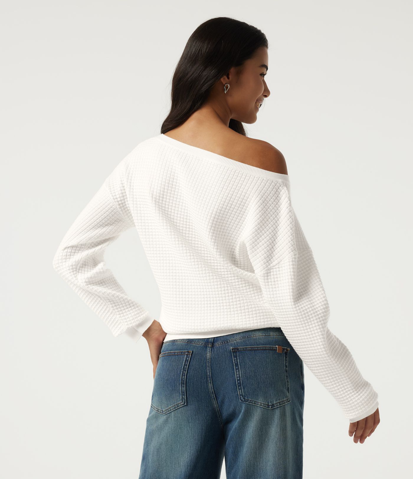 Long Sleeve Waffle Casual Sweater Long Sleeve Waffle Casual Sweater