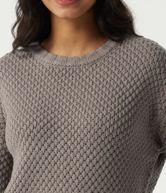 Round Neck Dropped Shoulder Long Sleeve Work Sweater Round Neck Dropped Shoulder Long Sleeve Work Sweater