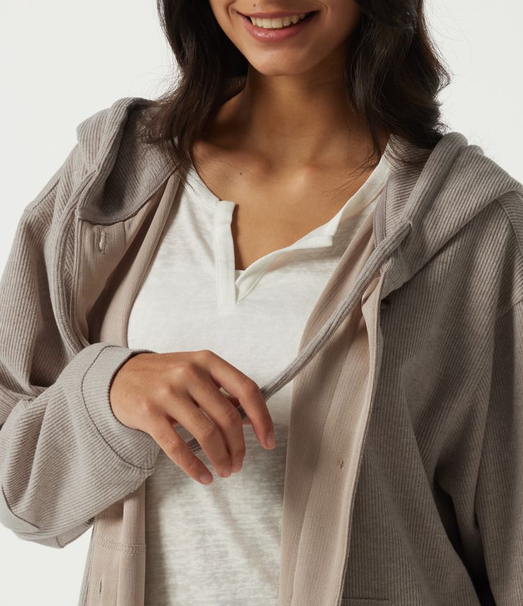 Hooded Long Sleeve Longline Casual Jacket with Pockets Hooded Long Sleeve Longline Casual Jacket with Pockets