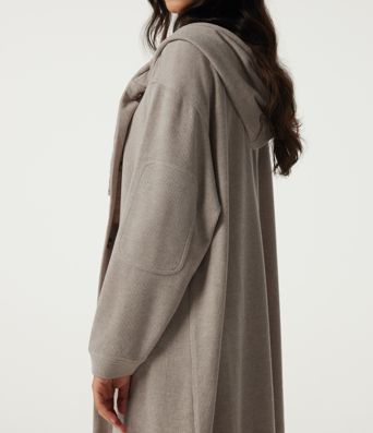 Hooded Long Sleeve Longline Casual Jacket with Pockets Hooded Long Sleeve Longline Casual Jacket with Pockets