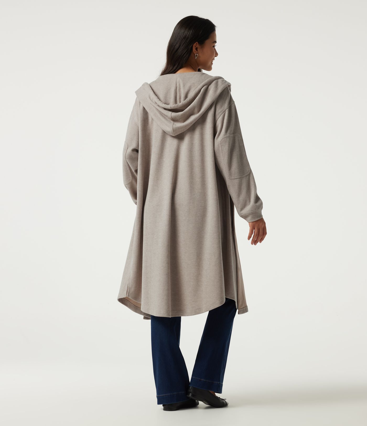 Hooded Long Sleeve Longline Casual Jacket with Pockets Hooded Long Sleeve Longline Casual Jacket with Pockets