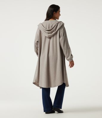 Hooded Long Sleeve Longline Casual Jacket with Pockets Hooded Long Sleeve Longline Casual Jacket with Pockets