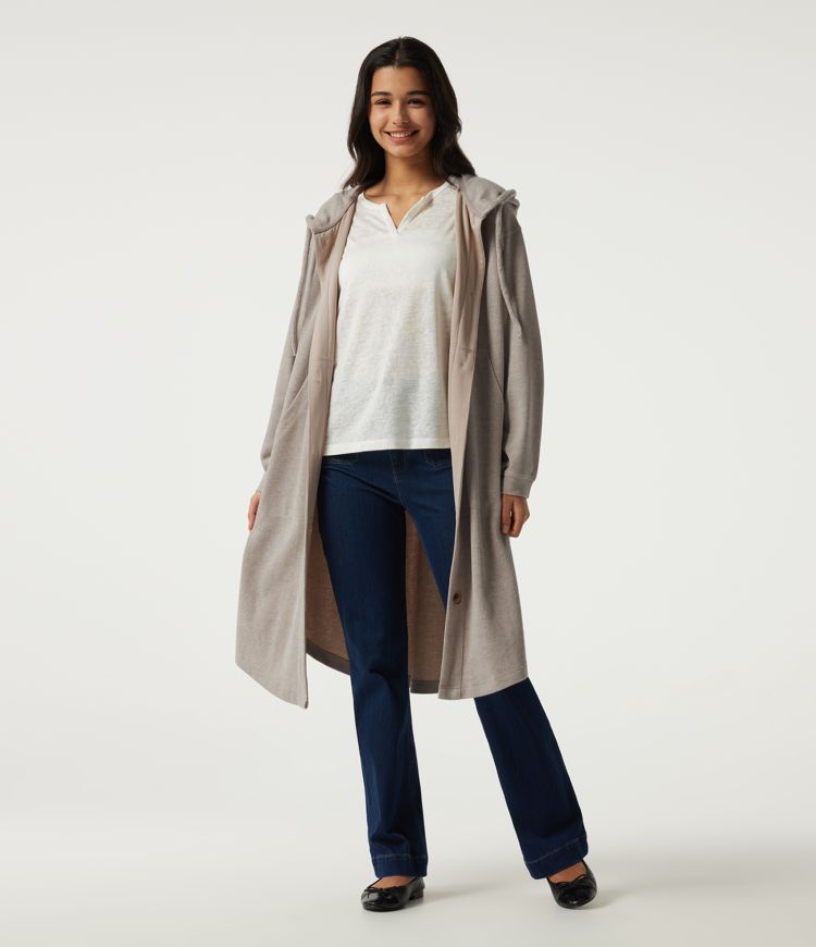 Hooded Long Sleeve Longline Casual Jacket with Pockets Hooded Long Sleeve Longline Casual Jacket with Pockets