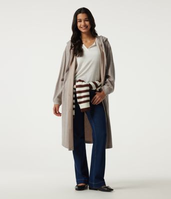 Hooded Long Sleeve Longline Casual Jacket with Pockets Hooded Long Sleeve Longline Casual Jacket with Pockets