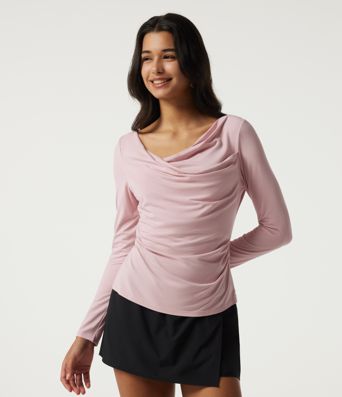 Cowl Neck Long Sleeve Ruched Casual T-Shirt Cowl Neck Long Sleeve Ruched Casual T-Shirt